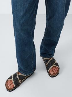 AND/OR Lola Whipstitch Cross Strap Mule Espadrille Sandals, Black/Multi - view 2, Black/Multi