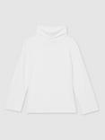 Reiss Kids' Carey Long Sleeve Roll Neck Top, Ivory