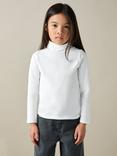 Reiss Kids' Carey Long Sleeve Roll Neck Top, Ivory