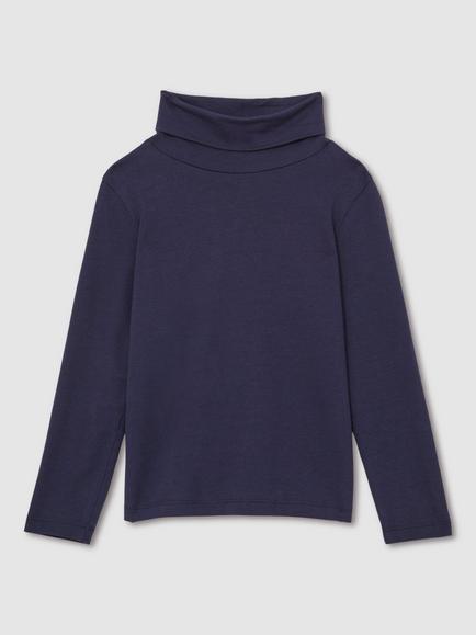 Reiss Kids' Carey Long Sleeve Roll Neck Top, Navy