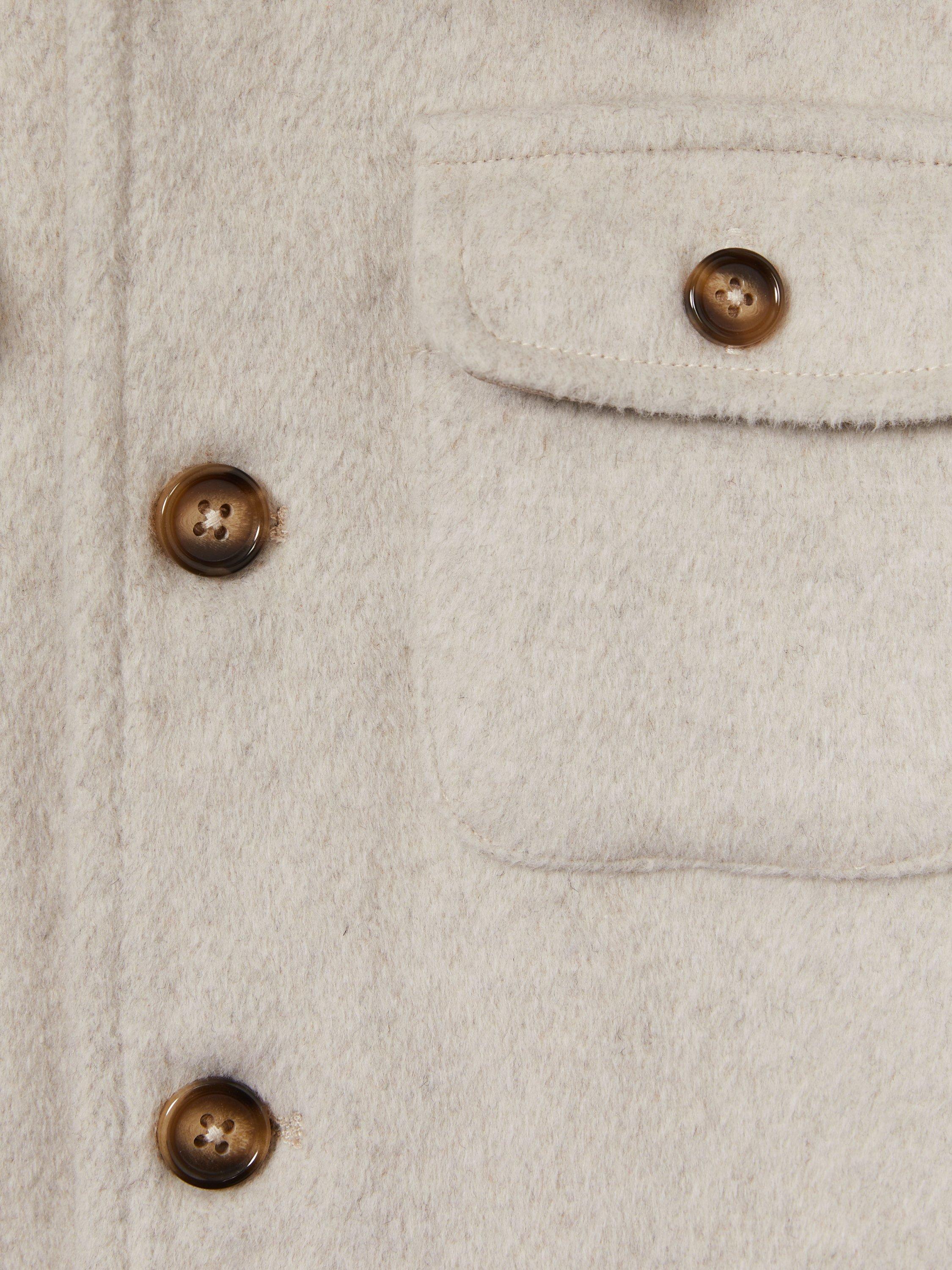 Product image 4 of 4, which shows Reiss Kids' Liam Removable-Hood Brushed Twill Overshirt, Stone, 5-6 years