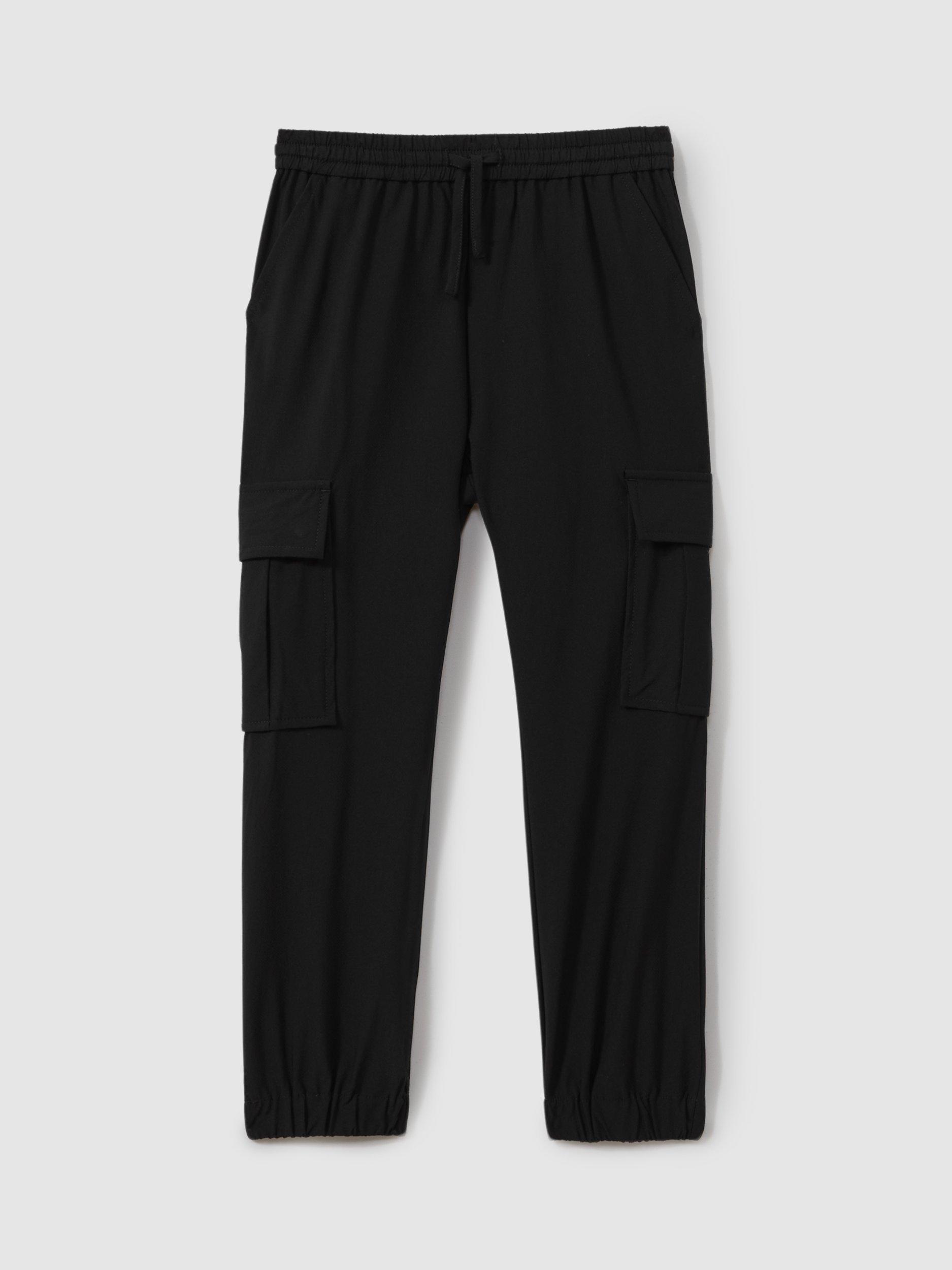 Product image 2 of 4, which shows Reiss Kids' Lucian Cargo Trousers, Black, 3-4 years