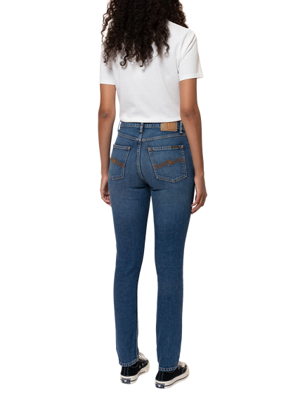 Nudie Jeans Mellow Mae Organic Cotton Rich Jeans, Blue - view 2, Blue