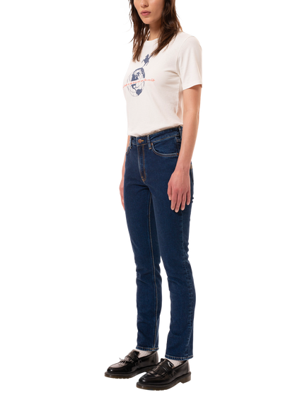 Nudie Jeans Mellow Mae Organic Cotton Rich Jeans, Navy, Navy