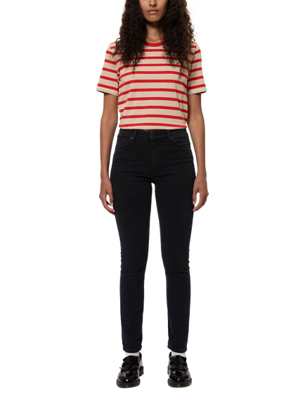 Nudie Jeans Mellow Mae Organic Cotton Rich Jeans, Black, Black
