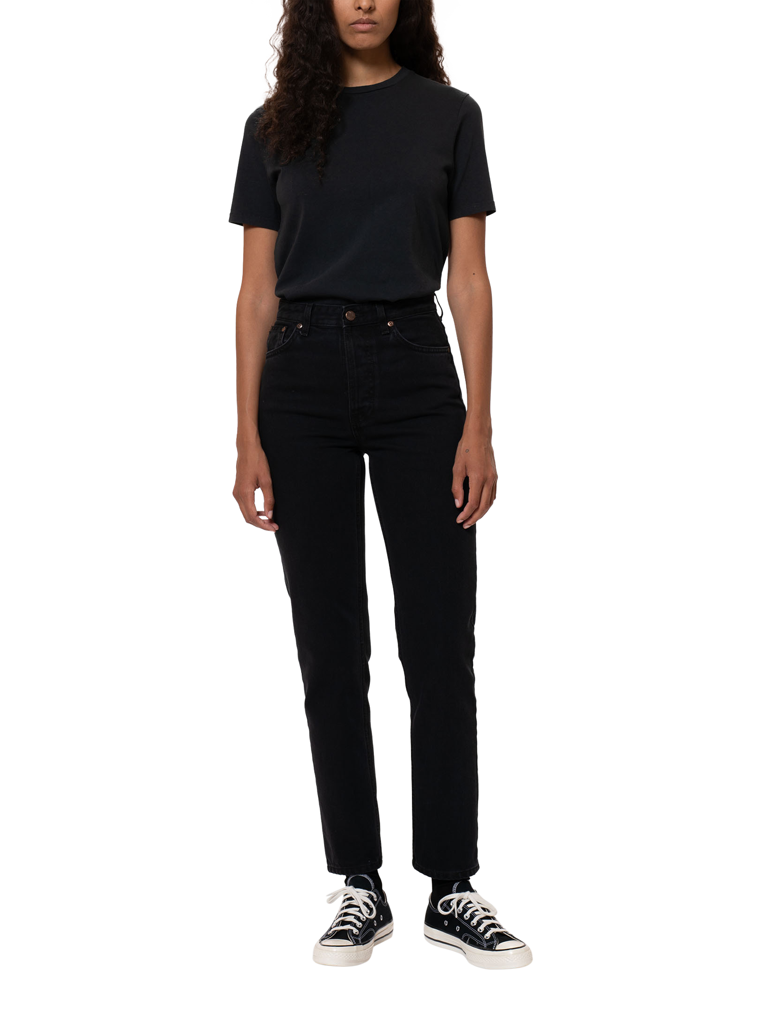 Nudie Jeans Breezy Britt Tapered Leg Jeans, Black