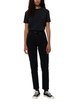 Nudie Jeans Breezy Britt Tapered Leg Jeans, Black, Black