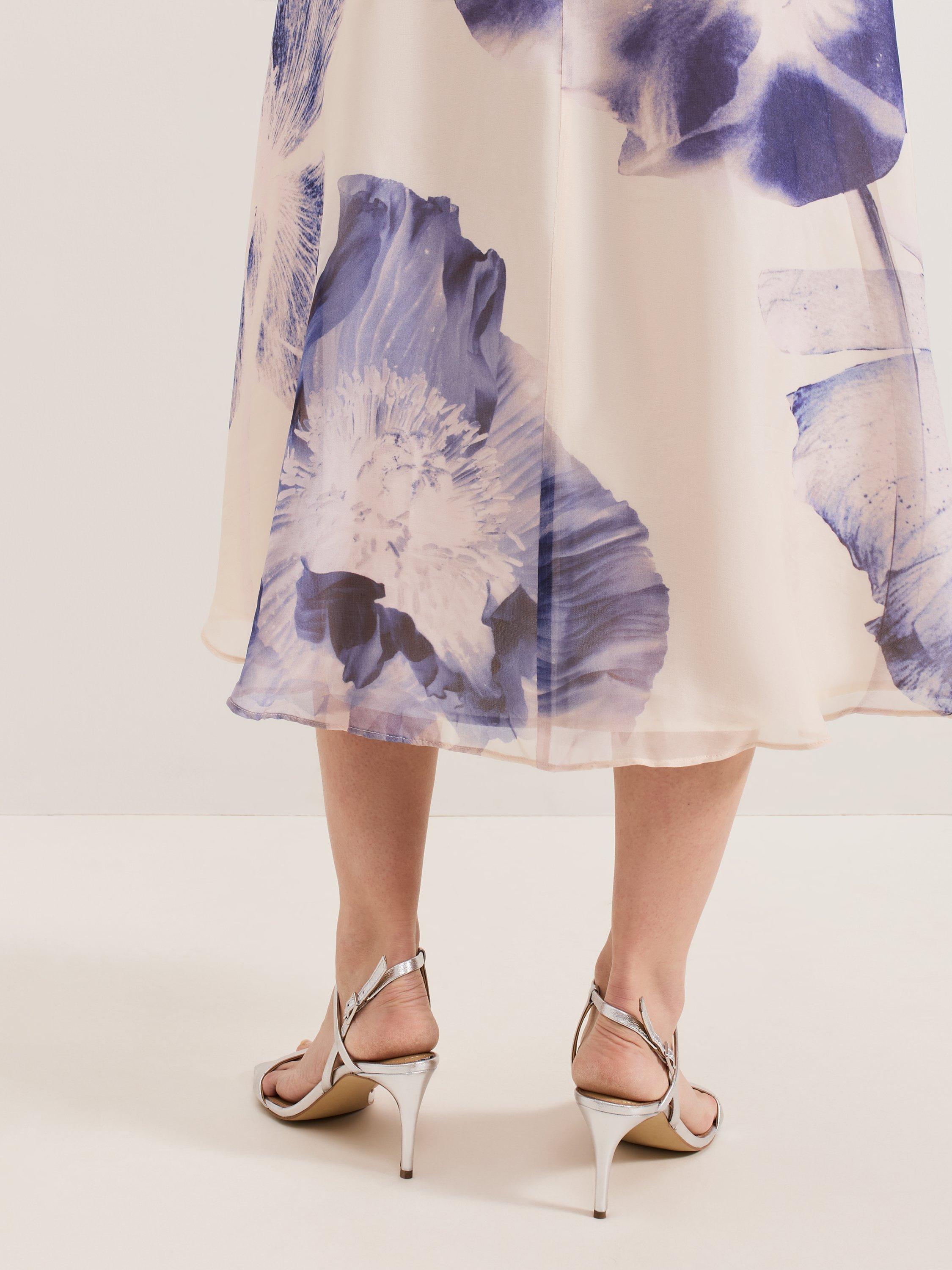 Product image 8 of 8, which shows Phase Eight Metallic Leather Heeled Sandals, Silver, 3