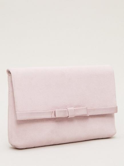 Phase Eight Grosgrain Suede Clutch Bag, Pink - view 2, Pink