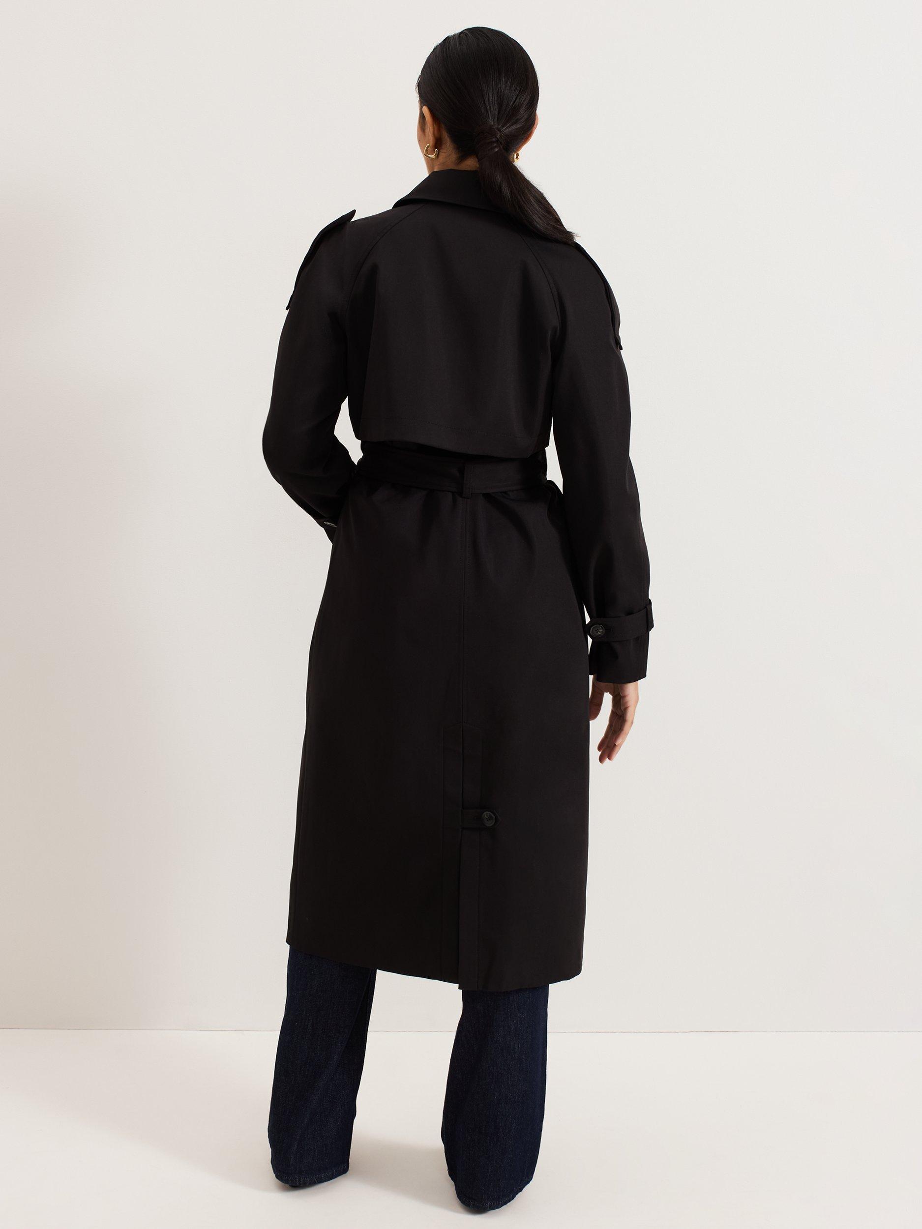 Product image 2 of 8, which shows Phase Eight Petite Avalie Trench Coat, Black, 8