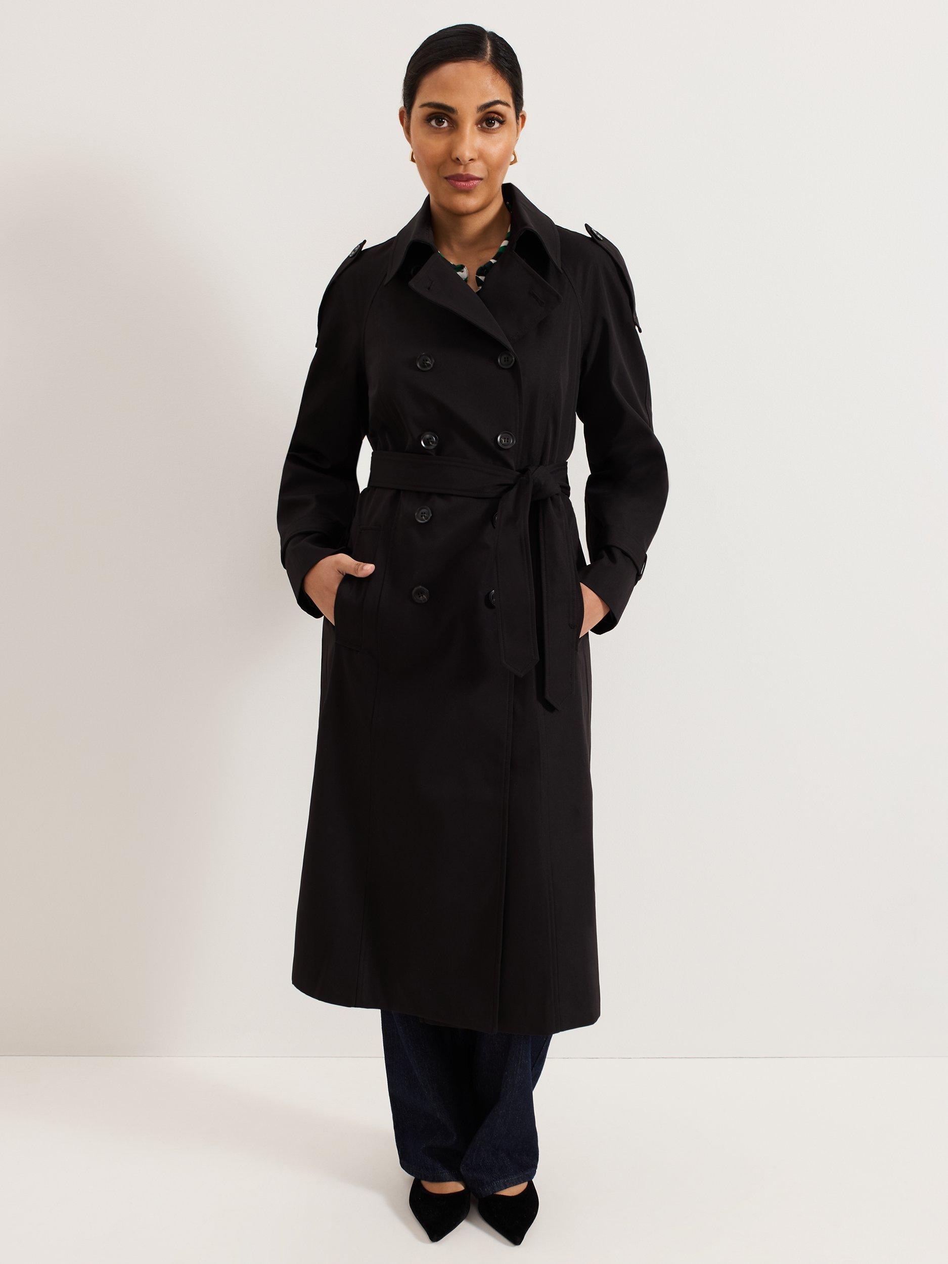 Product image 3 of 8, which shows Phase Eight Petite Avalie Trench Coat, Black, 8