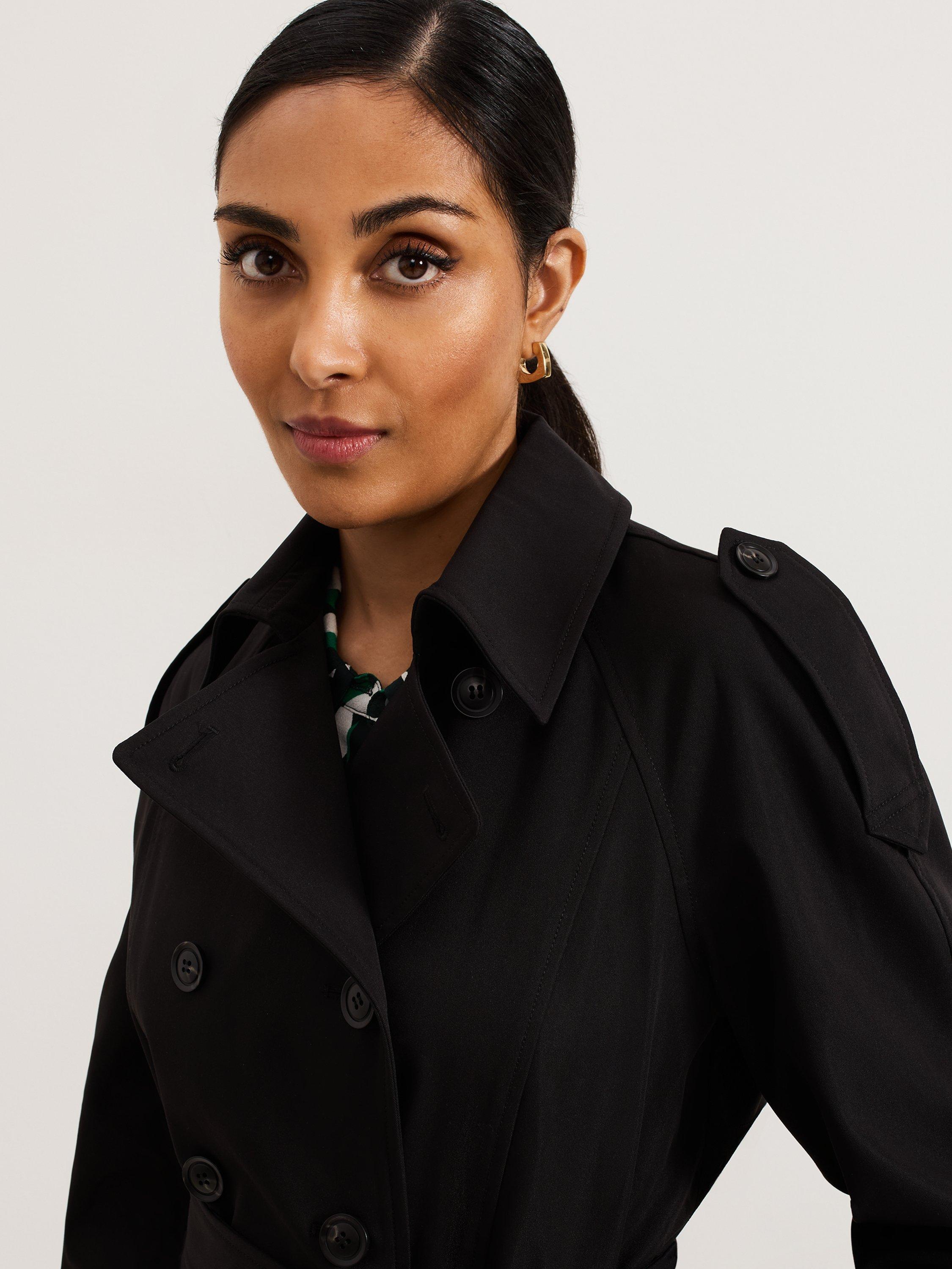Product image 4 of 8, which shows Phase Eight Petite Avalie Trench Coat, Black, 8