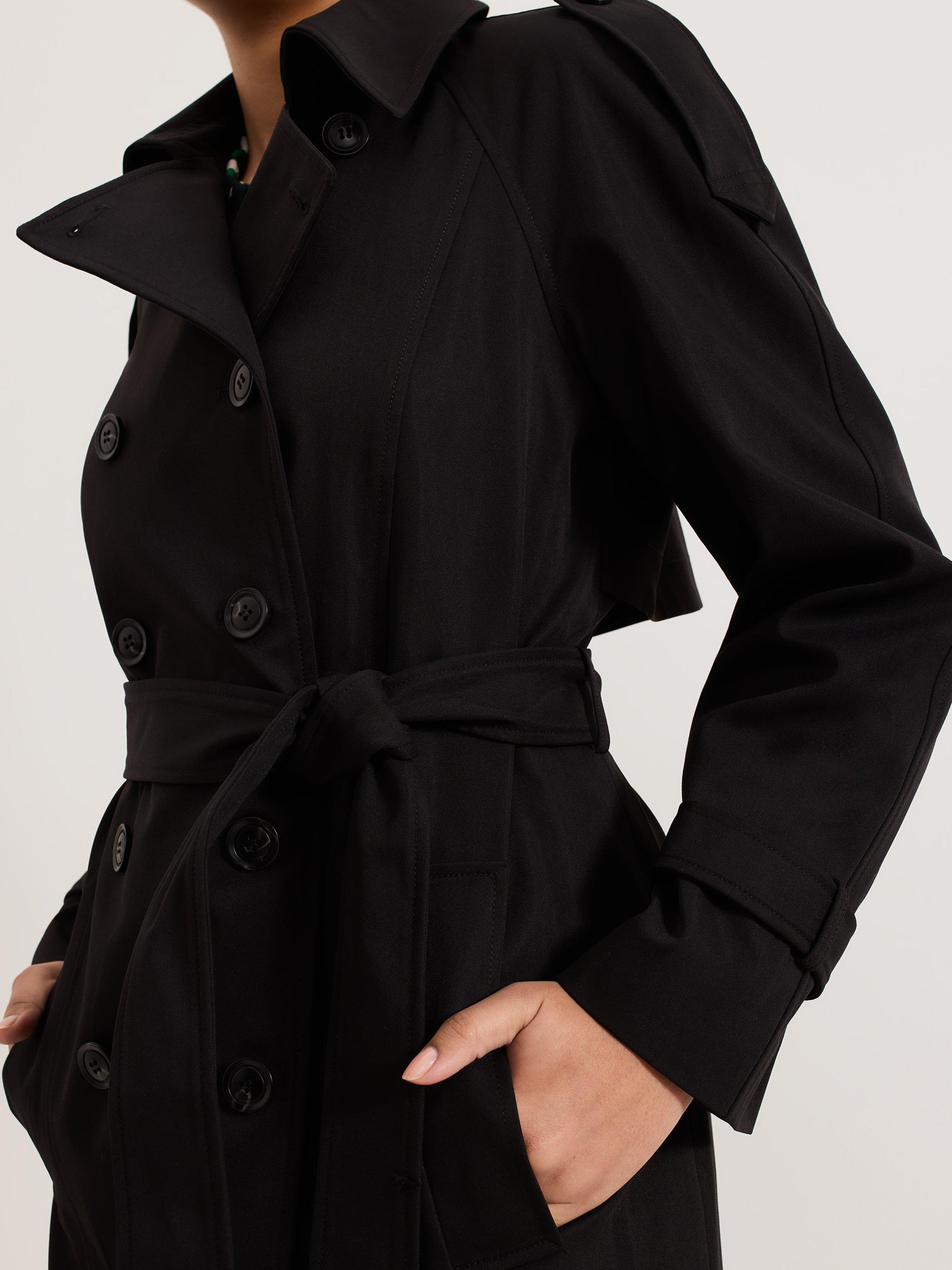 Product image 7 of 8, which shows Phase Eight Petite Avalie Trench Coat, Black, 8