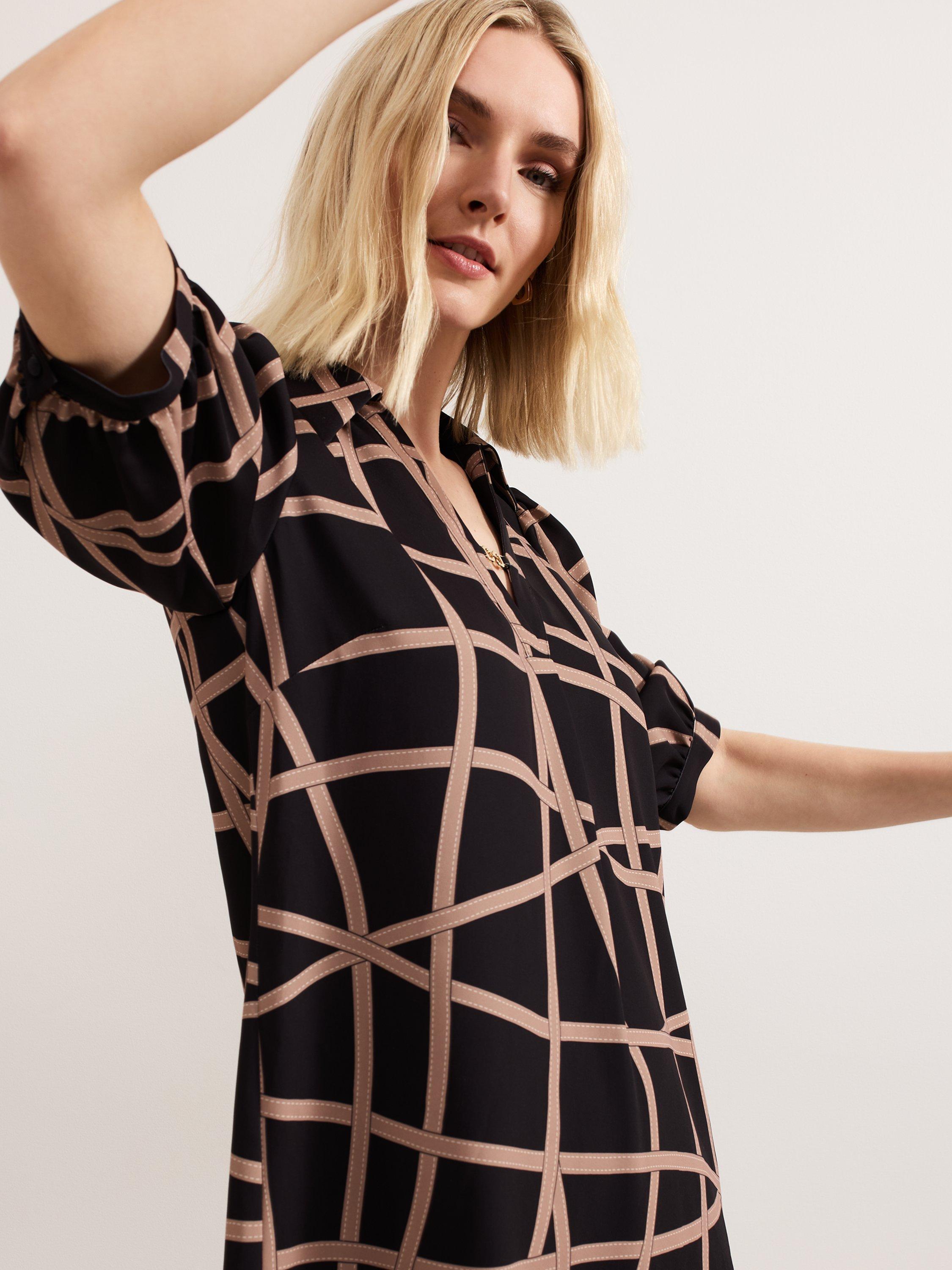 Product image 8 of 10, which shows Phase Eight Darlia Ribbon Tunic Dress, Camel, 8