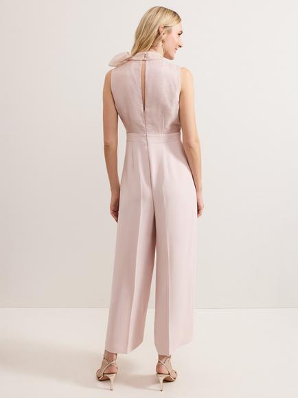 Phase Eight Stephy Shimmer Tie Neck Jumpsuit, Cameo - view 2, Cameo