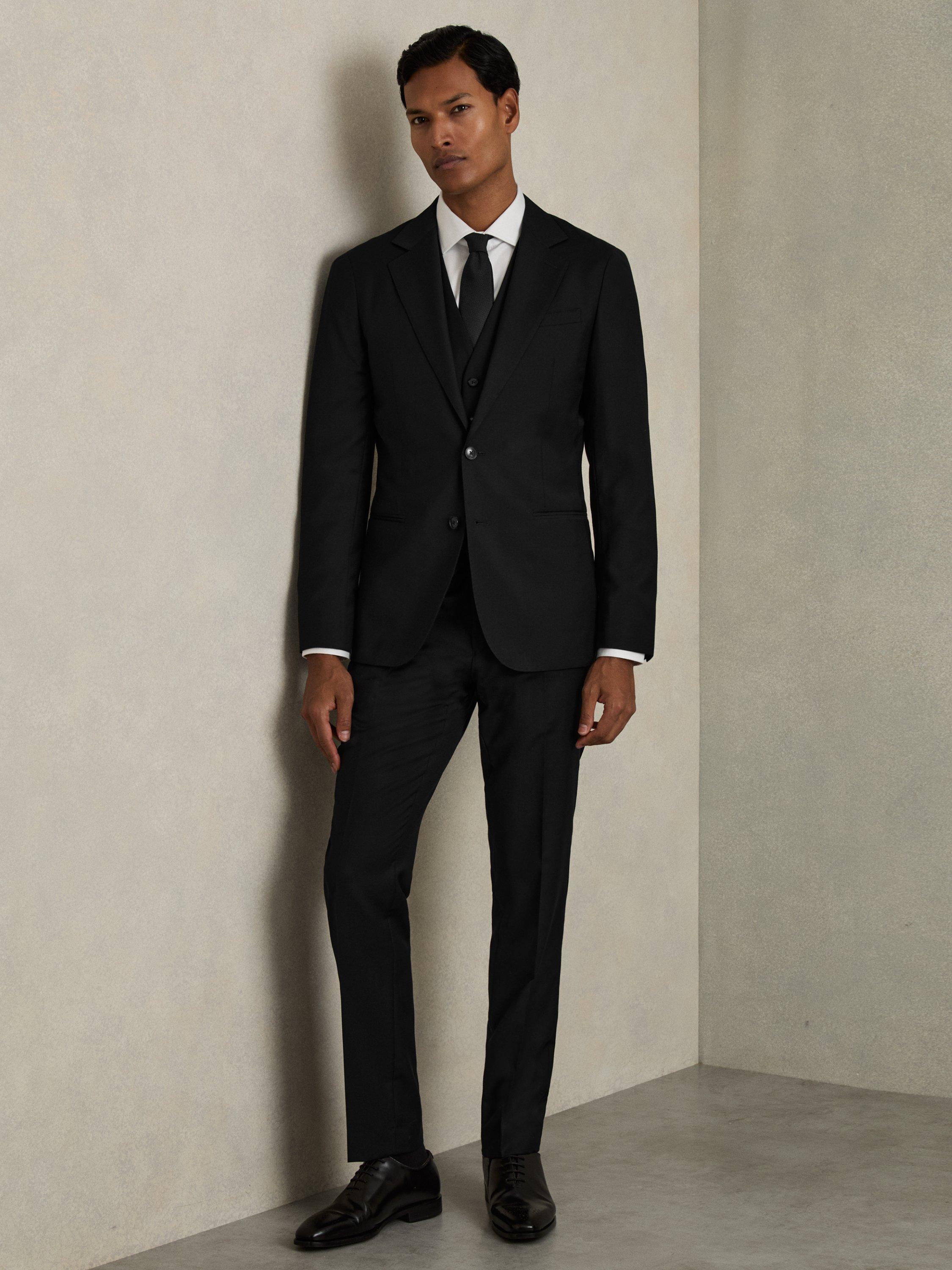 Reiss Aspire Modern Slim-Fit Wool Suit Trousers, Black