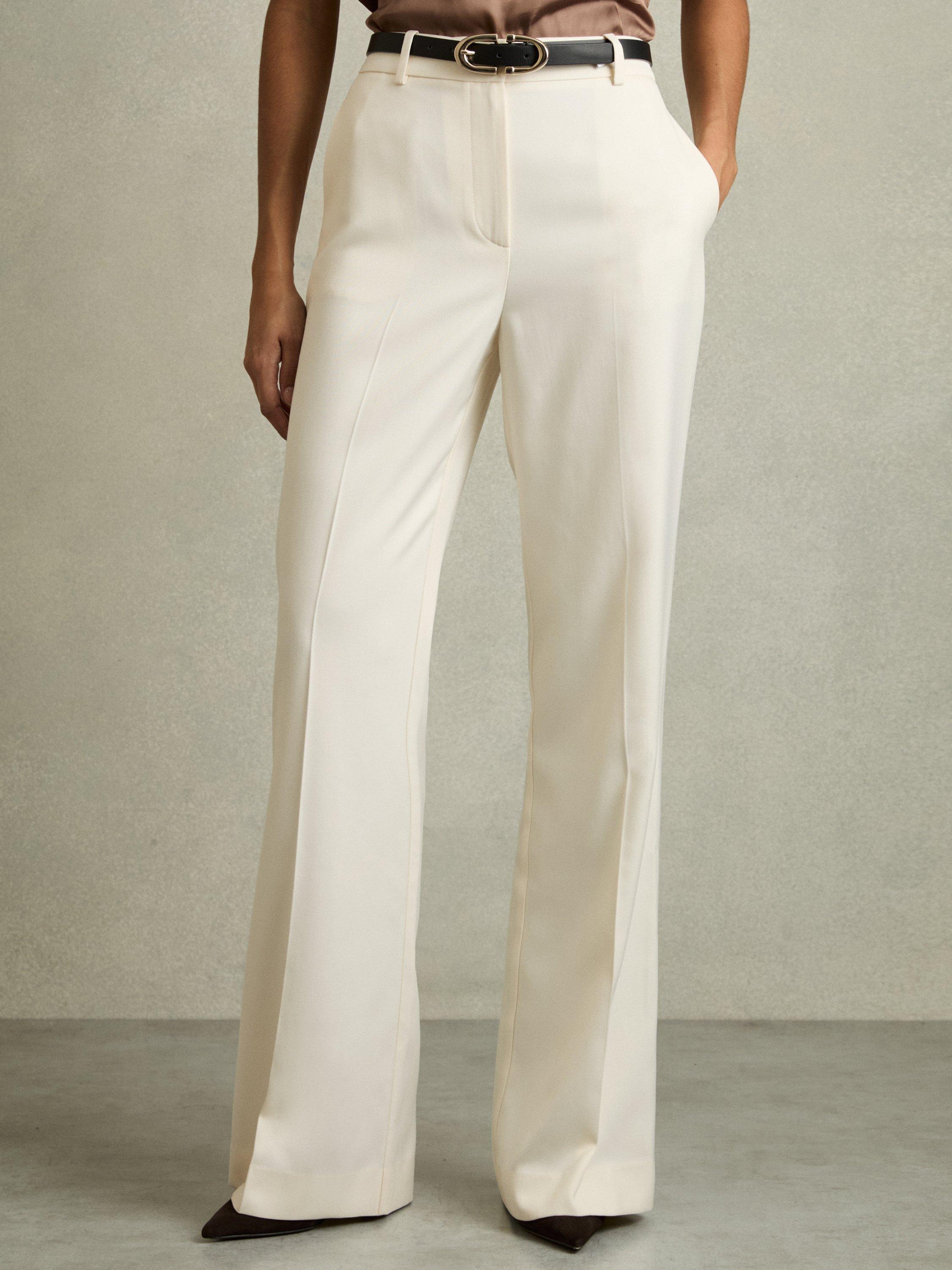Product image 1 of 5, which shows Reiss Petite Millie Tailored Trousers, Cream, 6Pt