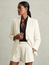 Reiss Petite Millie Single Breasted Tailored Blazer, Cream