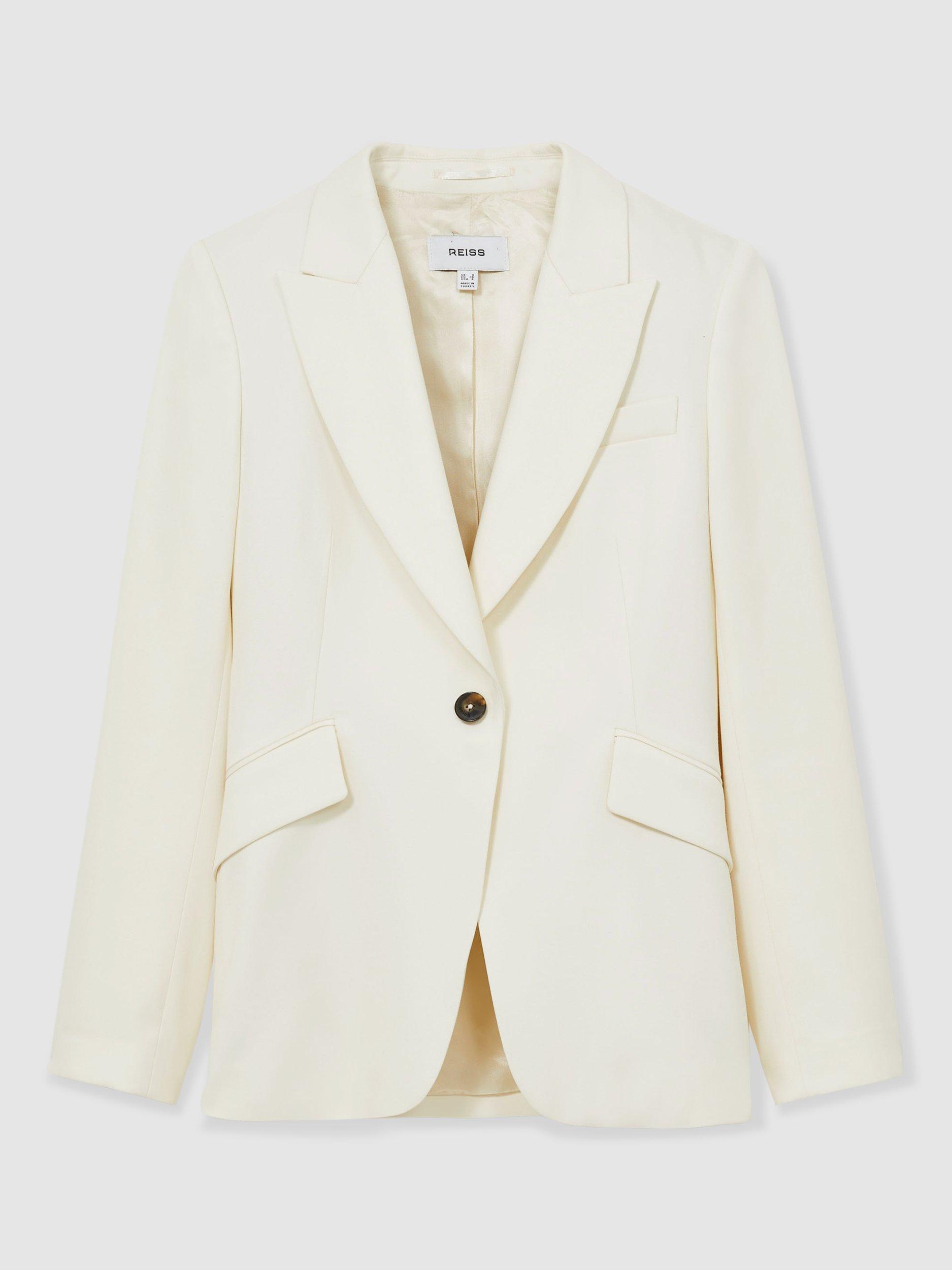 Product image 4 of 5, which shows Reiss Petite Millie Single Breasted Tailored Blazer, Cream, 6Pt