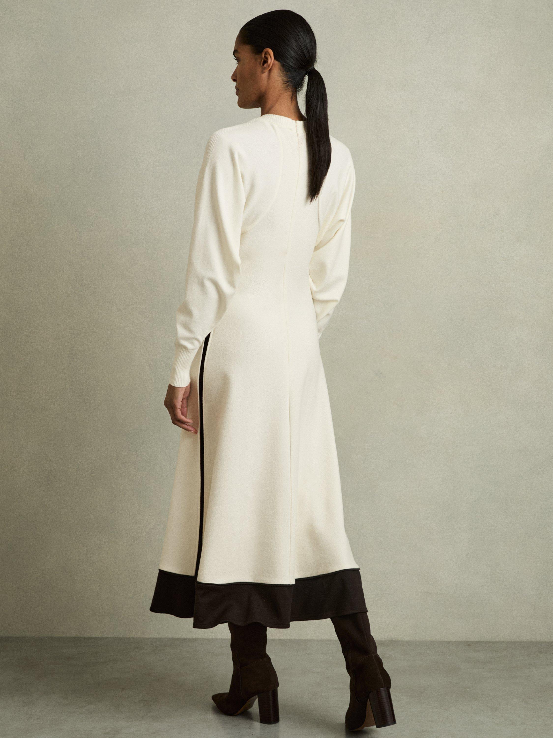 Product image 2 of 5, which shows Reiss Caprice Wool Blend Dress, Ivory/Multi, 6