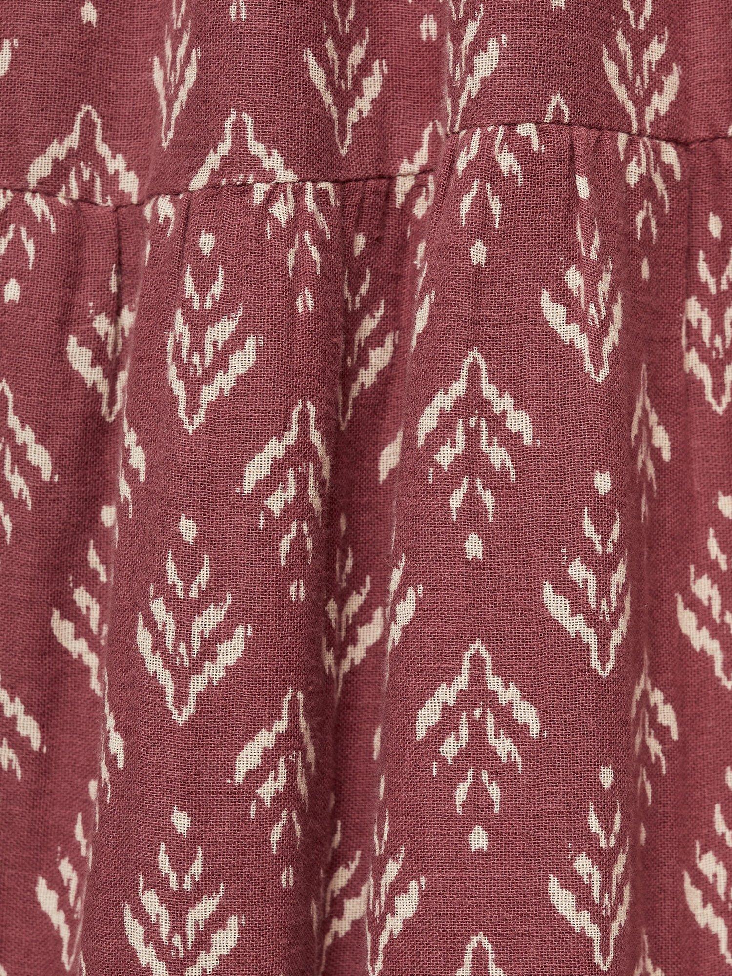 Product image 5 of 7, which shows Mango Kids' Pepita Shirred Long Sleeve Flared Dress, Dark Red/Multi, 13-14 years