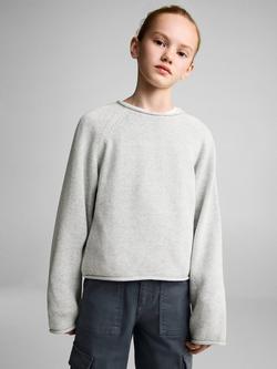 Mango Kids' Bailey Cotton Jumper, Light Pastel Grey, Light Pastel Grey