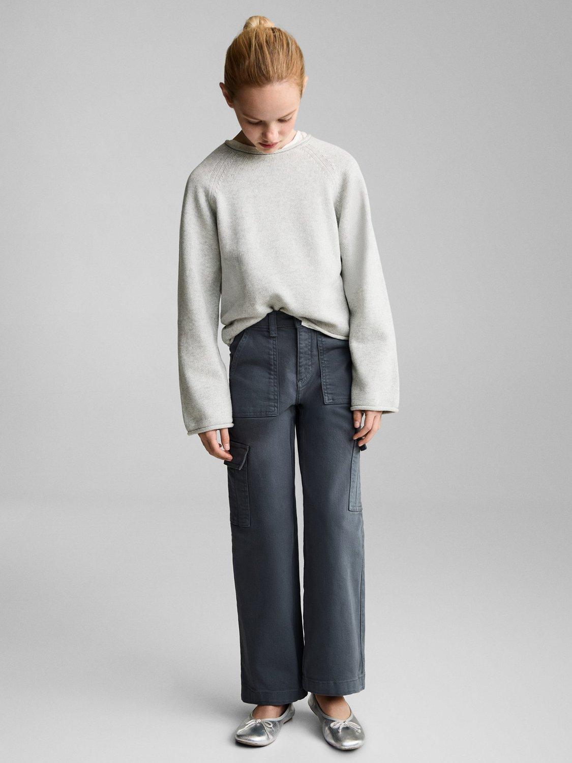 Product image 2 of 7, which shows Mango Kids' Bailey Cotton Jumper, Light Pastel Grey, 11-12 years