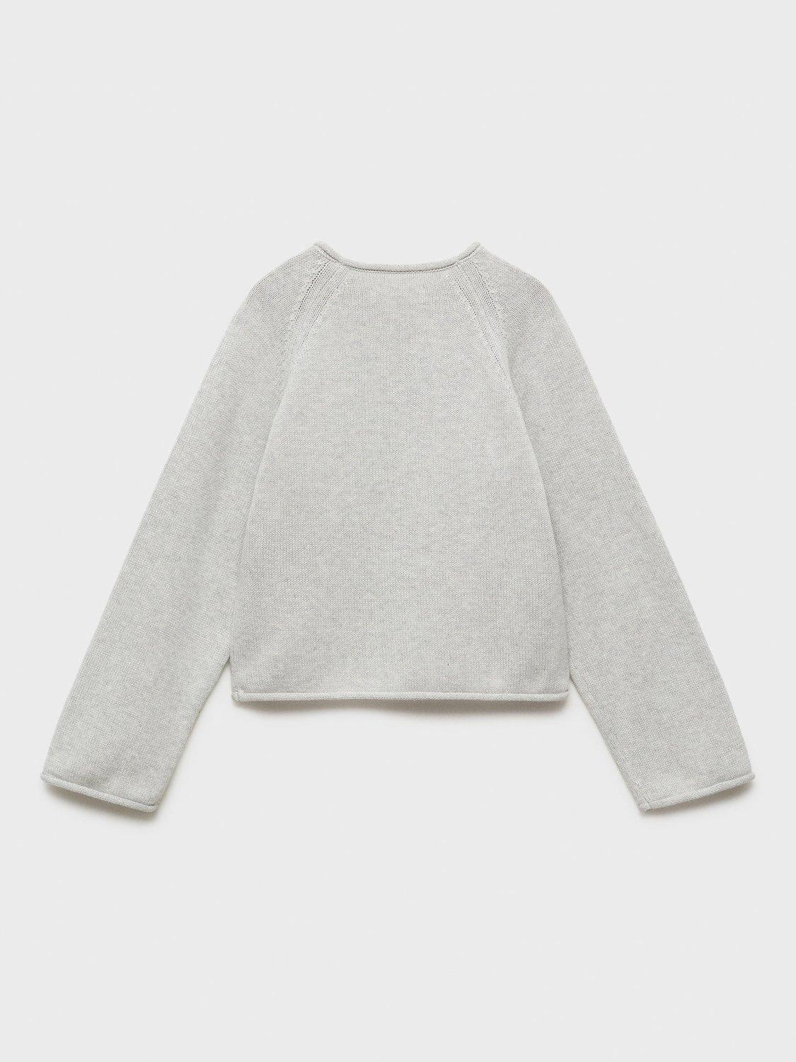 Product image 4 of 7, which shows Mango Kids' Bailey Cotton Jumper, Light Pastel Grey, 11-12 years