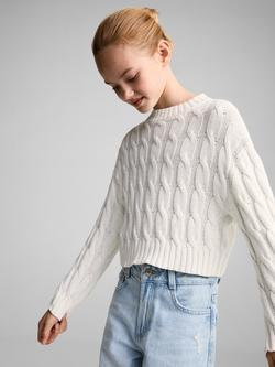 Mango Kids' Carli Cable Knit Jumper, Light Beige