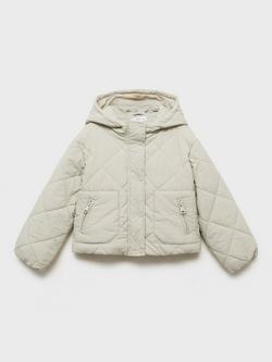 Mango Kids' Flavian Hooded Quilted Jacket, Green, Green