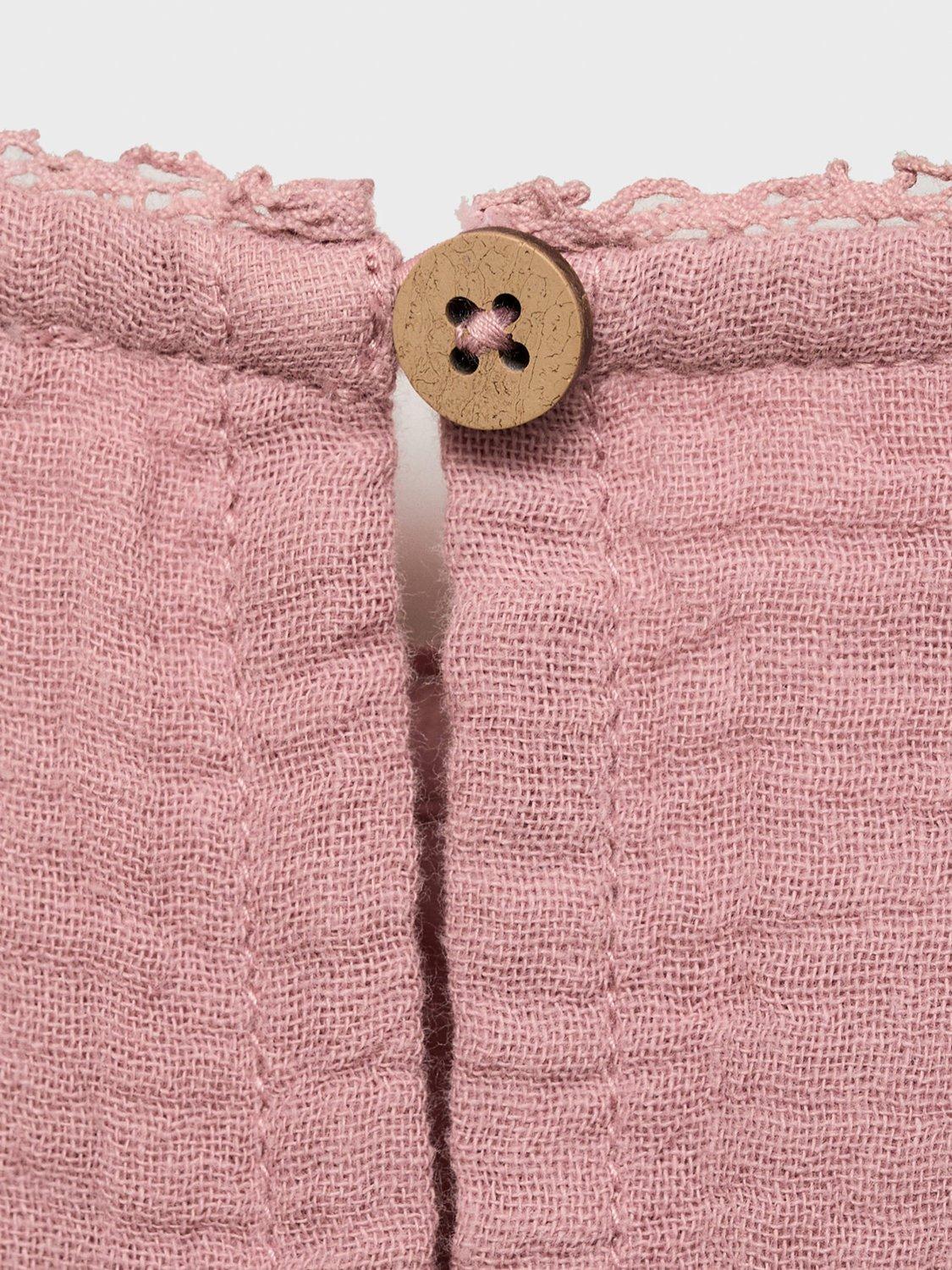 Product image 4 of 6, which shows Mango Kids' Pinky Cotton Ruffle Detail Blouse, Pink, 12-18 months