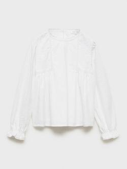 Mango Kids' Tomasa Embroidered Cotton Blouse, Natural White - view 2, Natural White