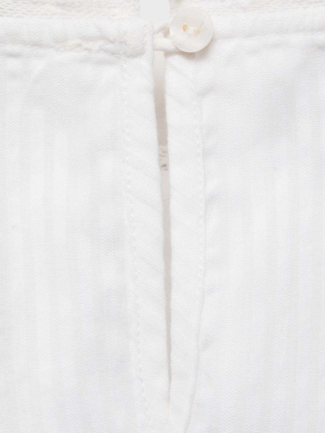 Product image 4 of 5, which shows Mango Kids' Tomasa Embroidered Cotton Blouse, Natural White, 7 years