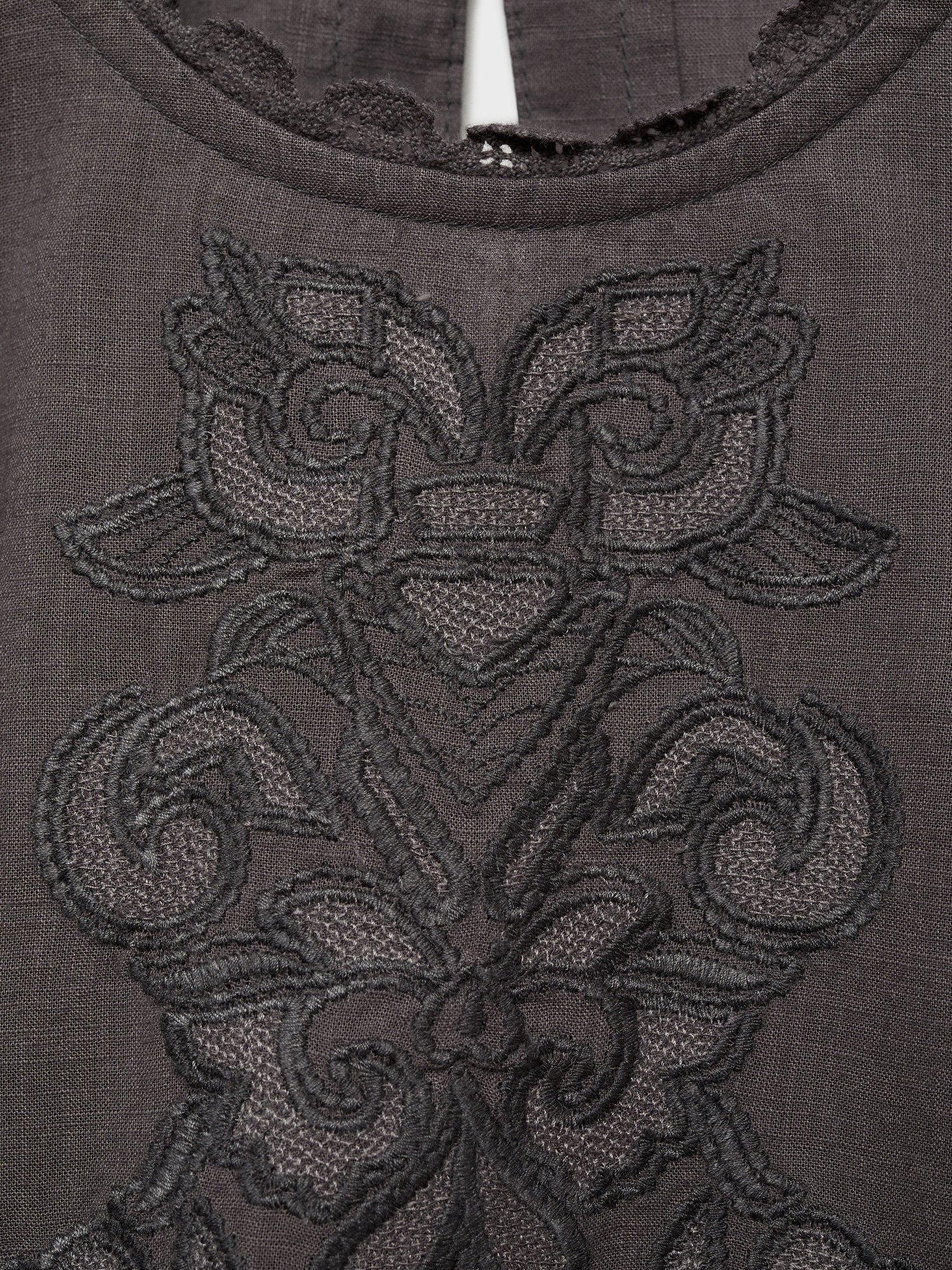 Product image 5 of 5, which shows Mango Kids' Valeria Embroidered Cotton Blouse, Charcoal, 13-14 years