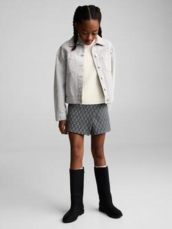 Mango Kids' Rombi Geometric Wrap Skort, Charcoal - view 2, Charcoal