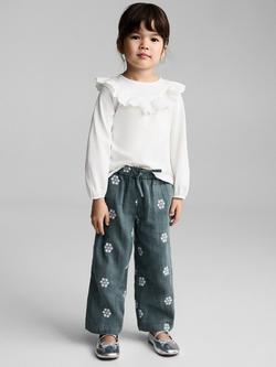 Mango Kids' Isabella Cotton Ruffle Detail Top, Natural White - view 2, Natural White