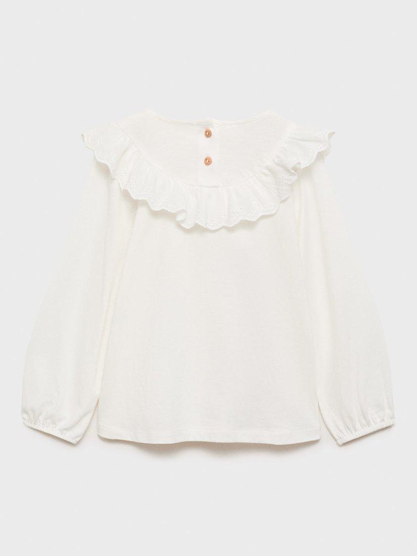 Product image 4 of 7, which shows Mango Kids' Isabella Cotton Ruffle Detail Top, Natural White, 5-6 years