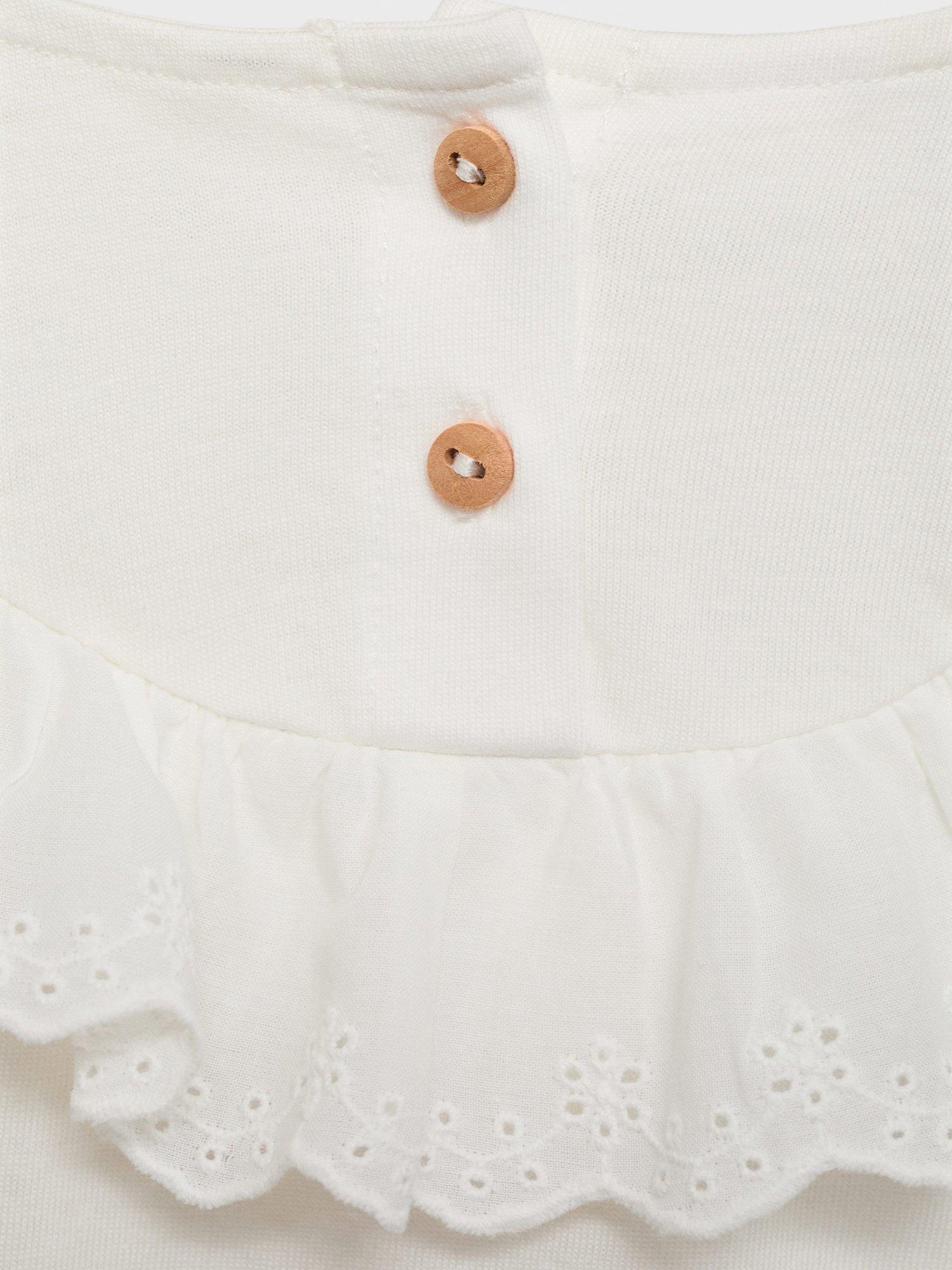 Product image 5 of 7, which shows Mango Kids' Isabella Cotton Ruffle Detail Top, Natural White, 5-6 years