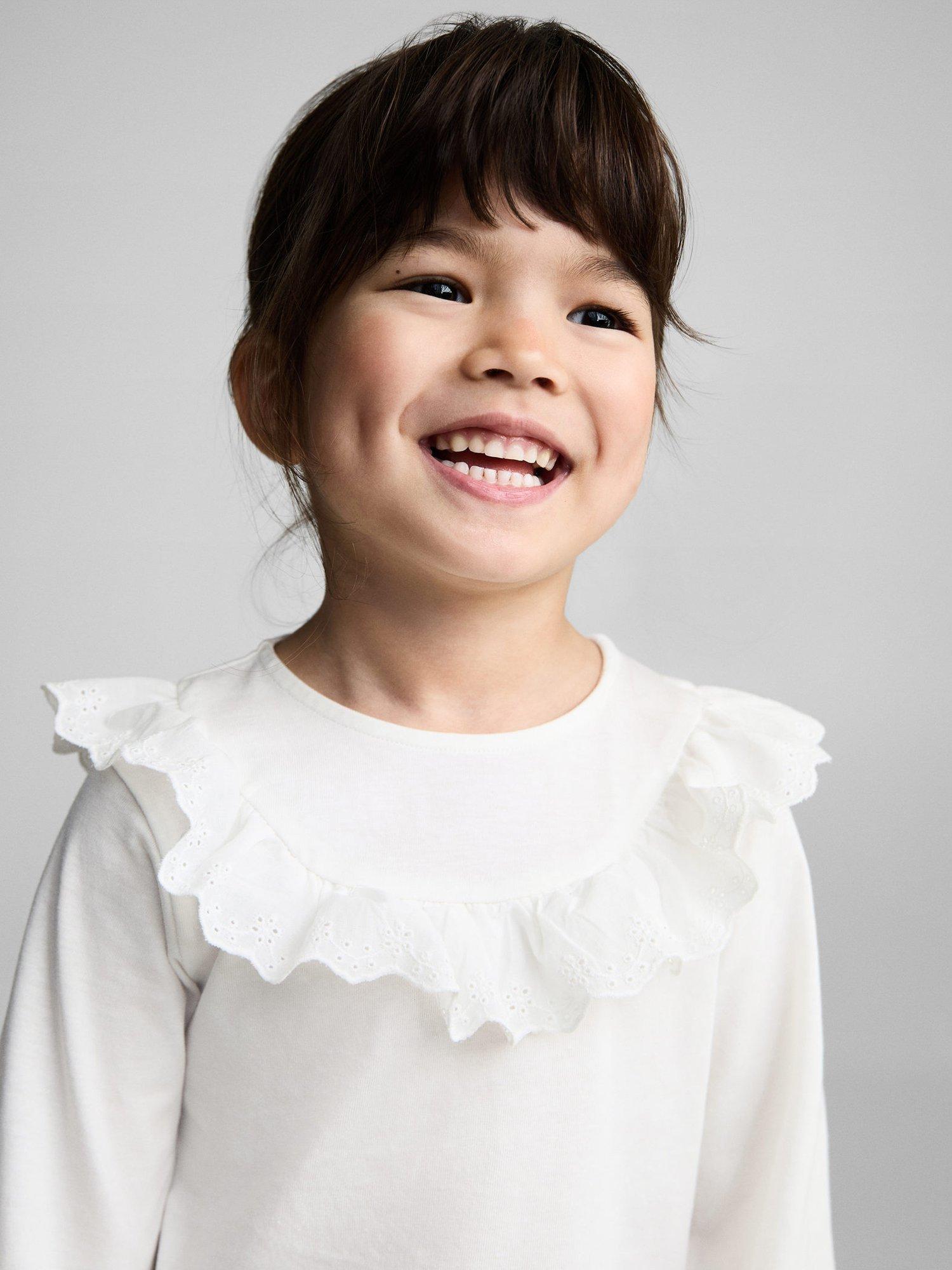 Product image 6 of 7, which shows Mango Kids' Isabella Cotton Ruffle Detail Top, Natural White, 5-6 years
