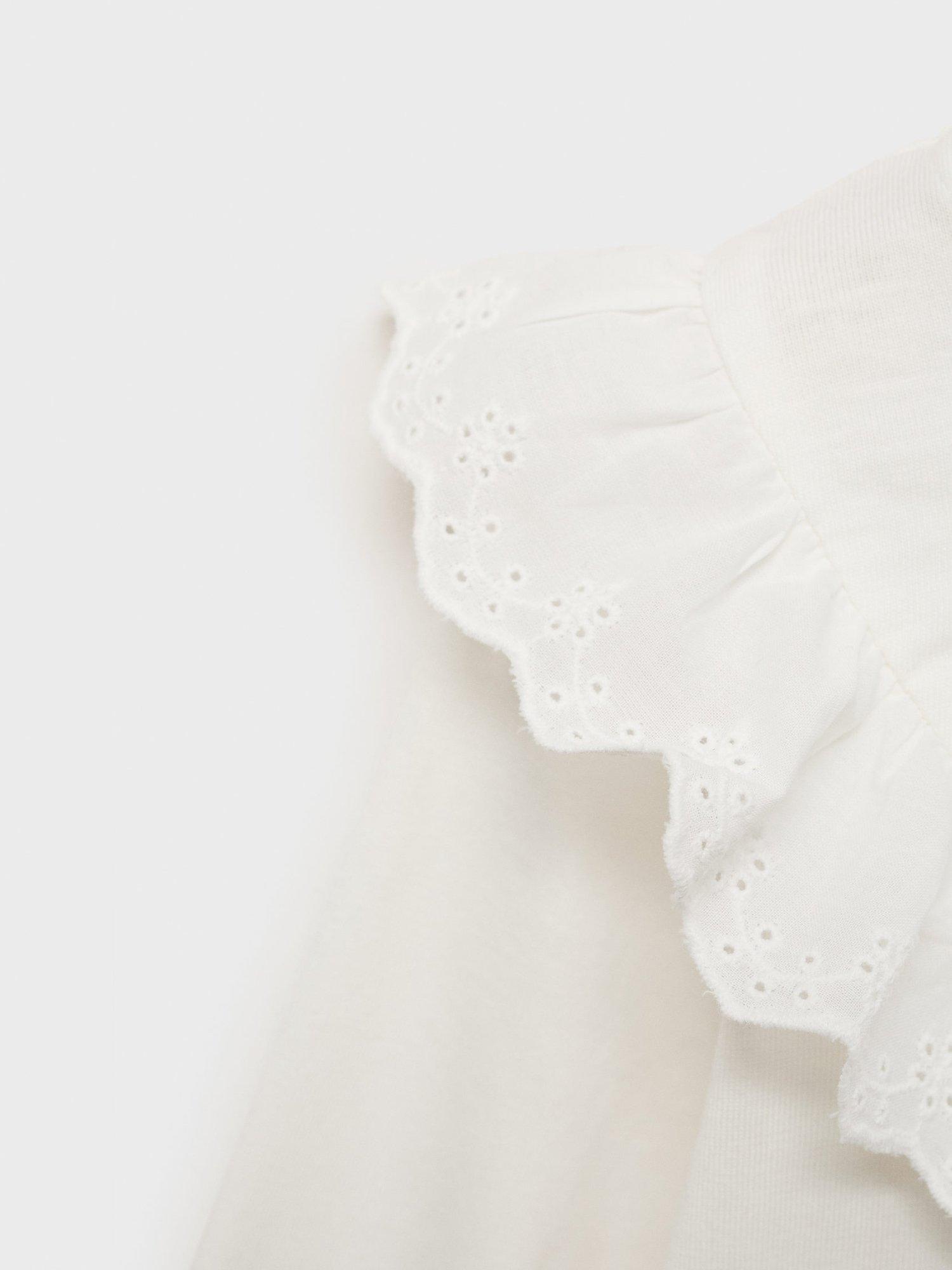 Product image 7 of 7, which shows Mango Kids' Isabella Cotton Ruffle Detail Top, Natural White, 5-6 years