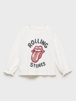 Mango Kids' Rolling Stones Concert Tee, Natural White, Natural White