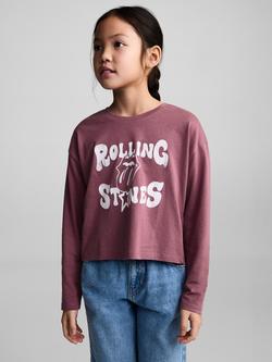 Mango Kids' Rolling Stones Long Sleeve T-Shirt, Purple, Purple