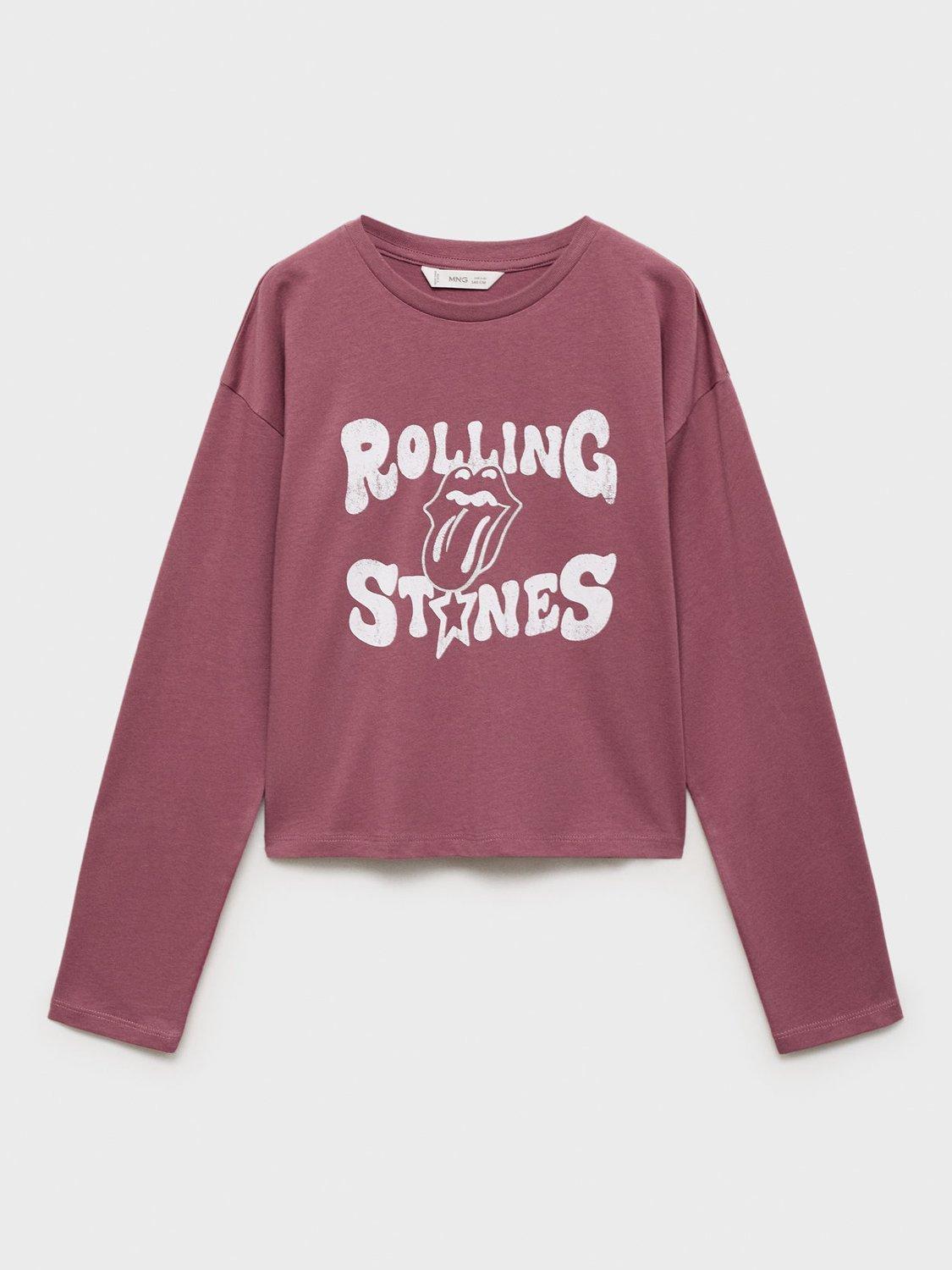 Product image 3 of 7, which shows Mango Kids' Rolling Stones Long Sleeve T-Shirt, Purple, 5-6 years