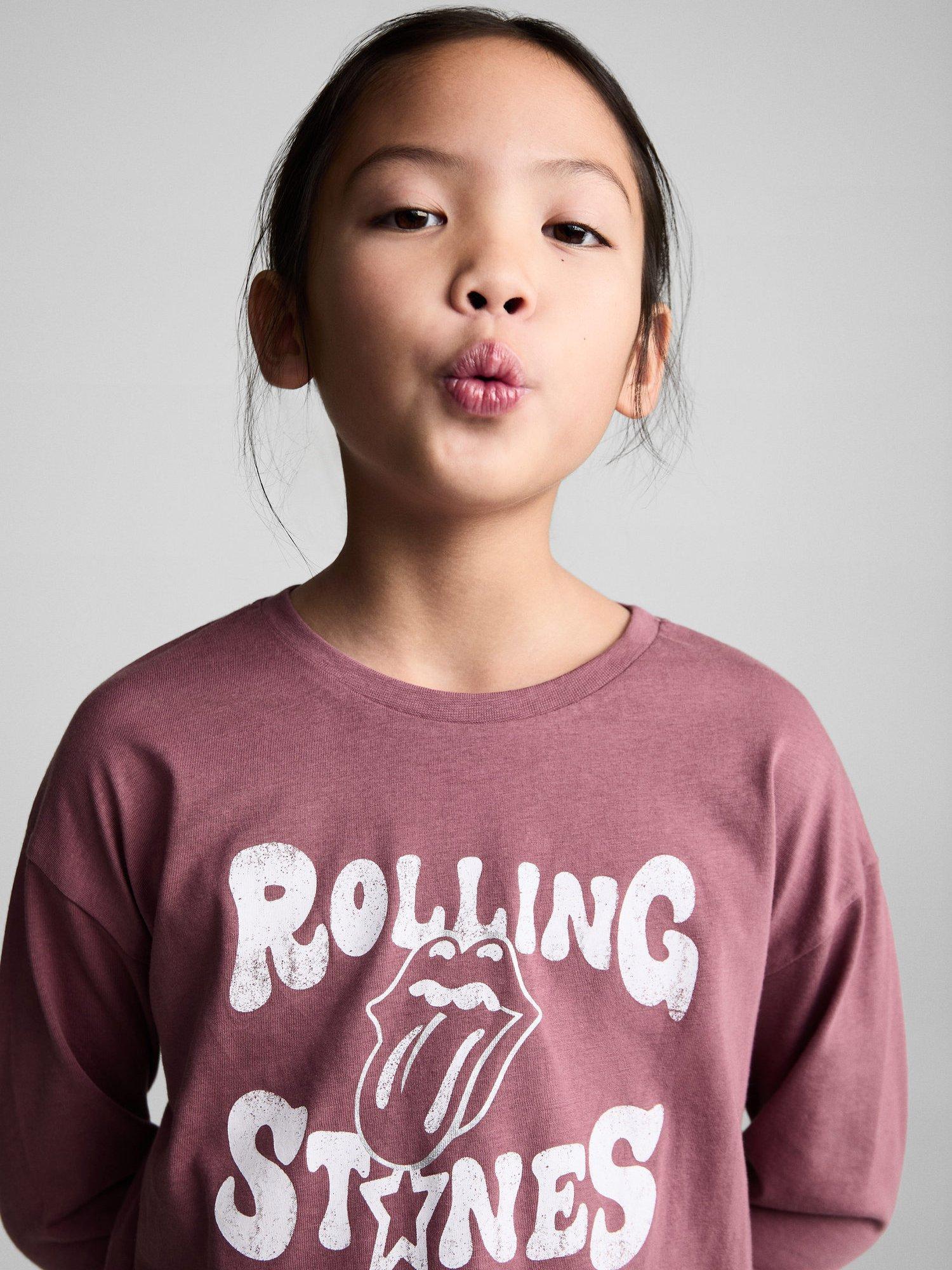 Product image 6 of 7, which shows Mango Kids' Rolling Stones Long Sleeve T-Shirt, Purple, 5-6 years