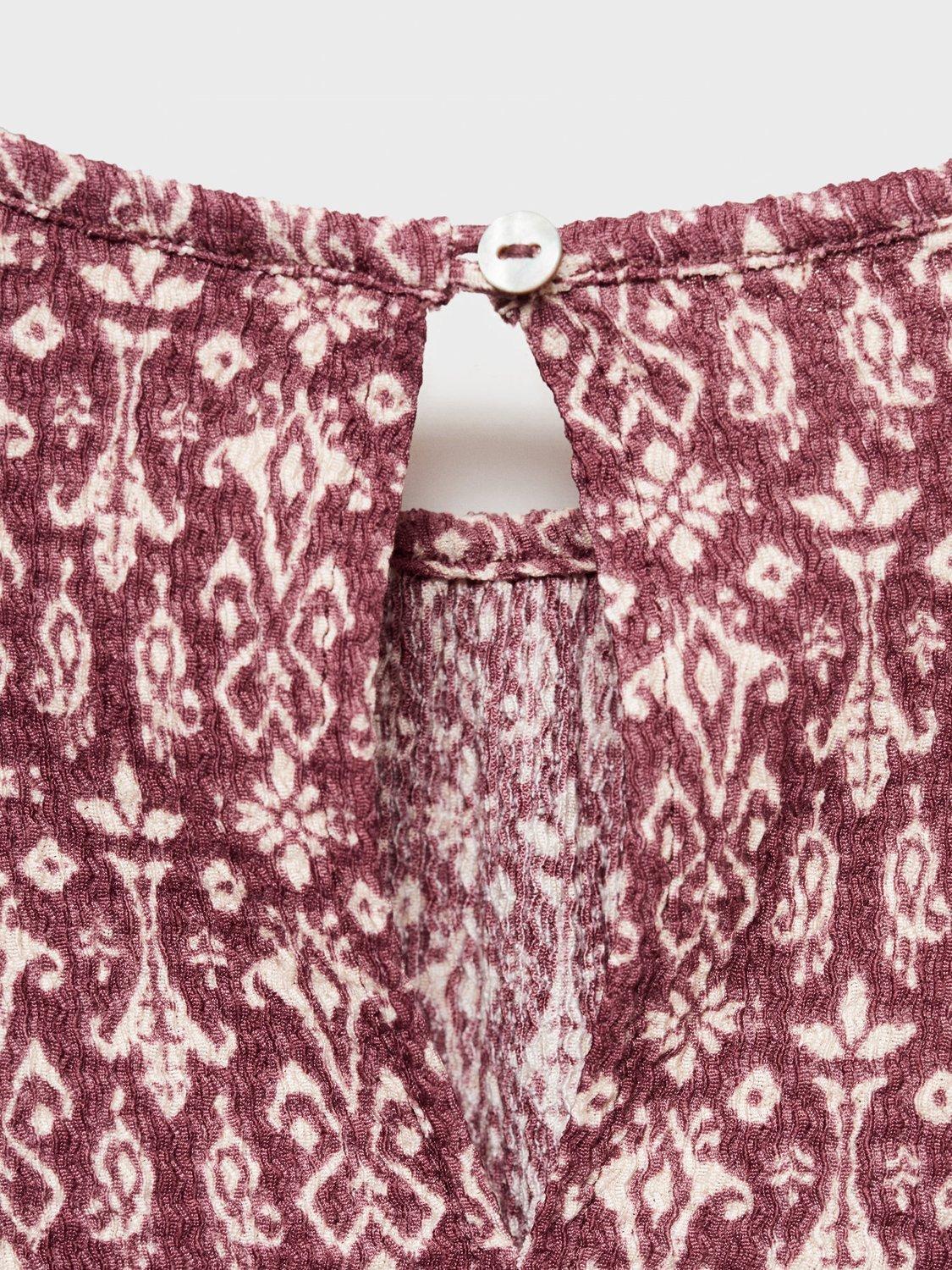 Product image 5 of 7, which shows Mango Kids' Sonia Fluted Sleeve Blouse, Dark Red, 13-14 years