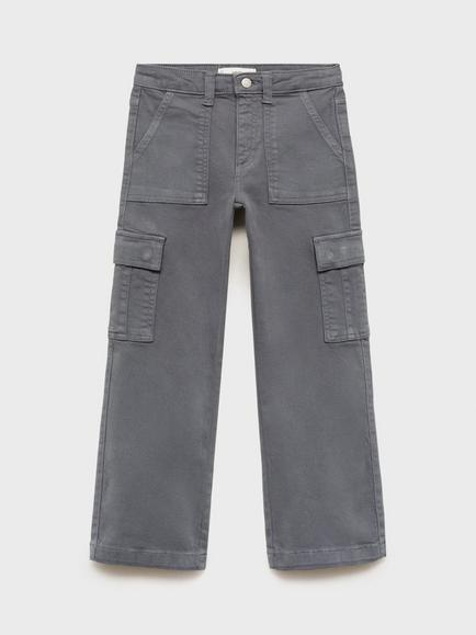 Mango Kids' Olivia Cargo Jeans - view 2, Green Grey