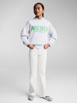 Mango Kids' Flared Jeans, Open Grey - view 2, Natural White