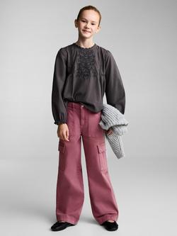 Mango Kids' Olivia Cargo Jeans, Dark Red