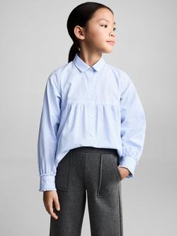 Mango Kids' Pepa Wide Leg Trousers, Charcoal, Charcoal