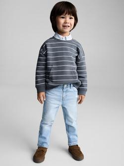 Mango Kids' Stripe Sweatshirt, Medium Blue - view 2, Medium Blue